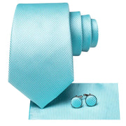 peacock blue plaid silk necktie set for men, view 4 - MRSLM