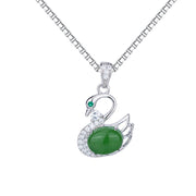 swan and jade pendant necklace, view 5 - MRSLM