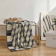 3d cube cotton knitted plaid blanket, view 6 - MRSLM