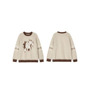 women's floral knit sweater, view 2 - MRSLM