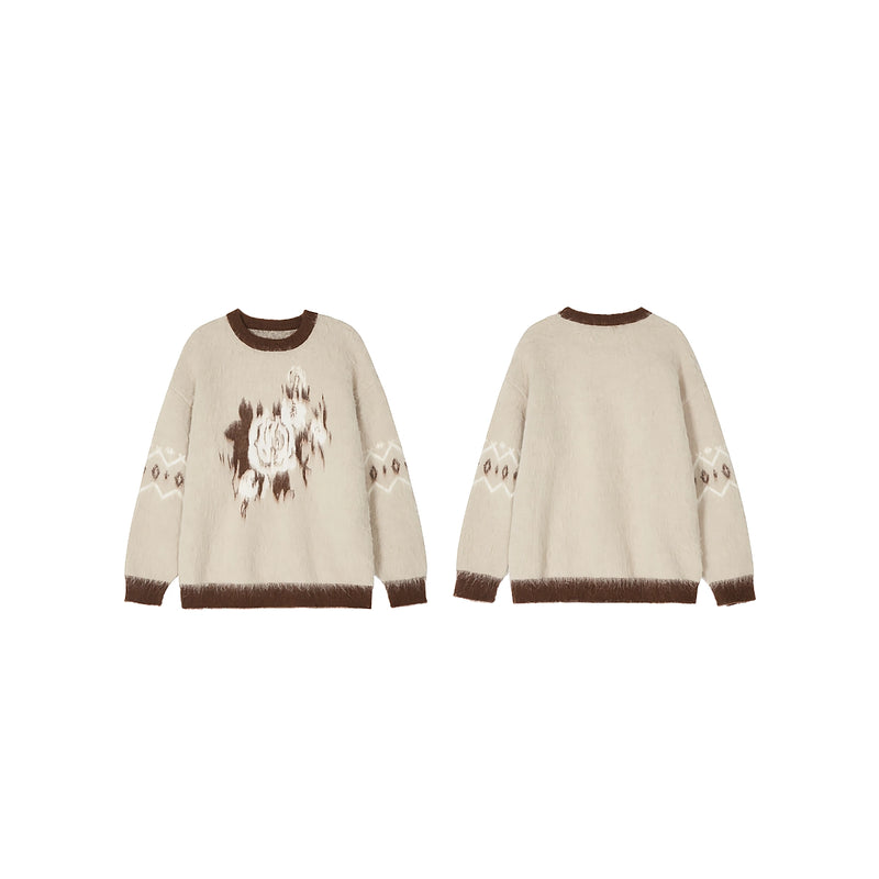 women's floral knit sweater, view 2 - MRSLM