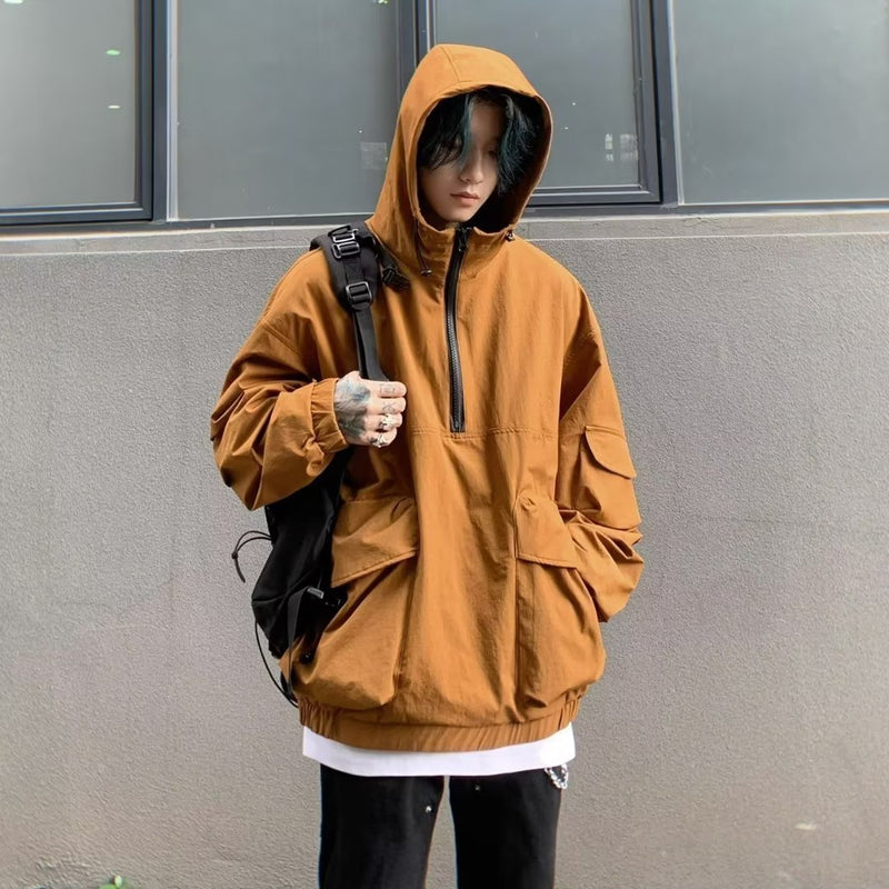 hooded half-zip windbreaker jacket, view 3 - MRSLM
