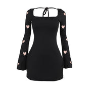 slim-fit knitted long sleeve dress, view 5 - MRSLM