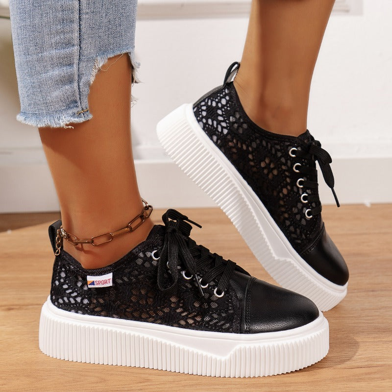 women's lace-up platform sneakers, view 3 - MRSLM