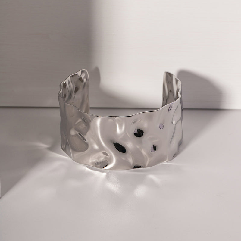 hammered cuff bracelet, view 6 - MRSLM