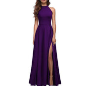 halter slit evening dress, view 9 - MRSLM