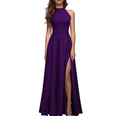 halter slit evening dress, view 9 - MRSLM