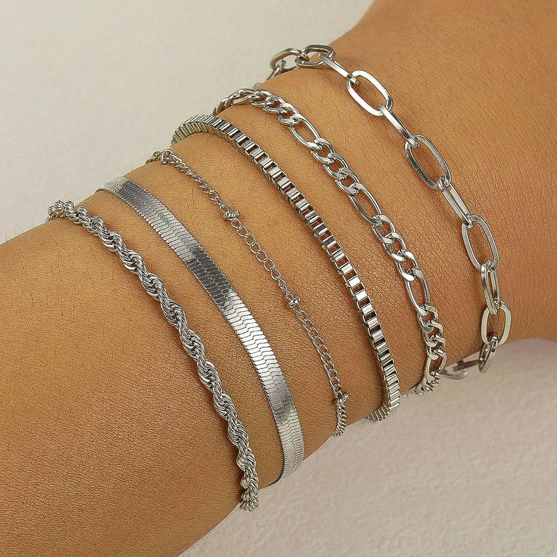 6-piece gold bracelet set, view 6 - MRSLM
