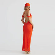 off shoulder maxi long dress, view 5 - MRSLM