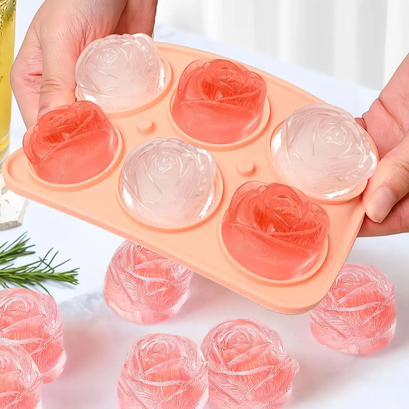 rose-shaped silicone ice cube tray with lid, view 4 - MRSLM