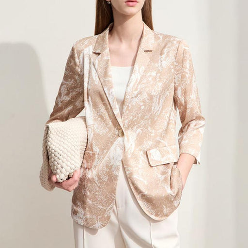 silk print stretch blazer with notched collar - MRSLM