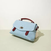 Denim and leather briefcase-style shoulder bag, view 5 - MRSLM