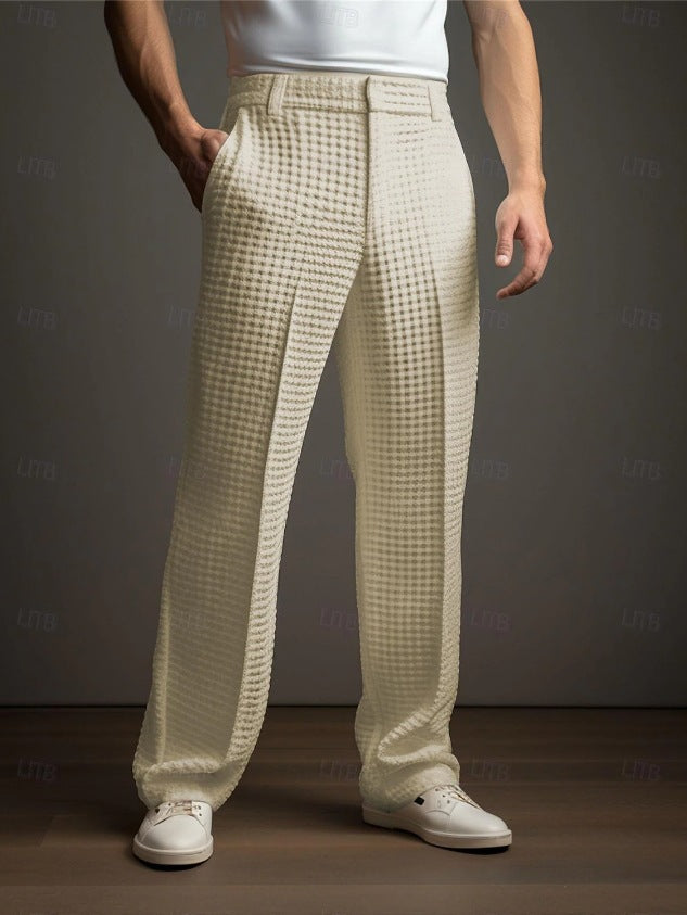 men's straight waffle-knit suit pants, view 10 - MRSLM