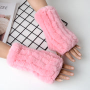 women's warm half finger knitted gloves, view 6 - MRSLM