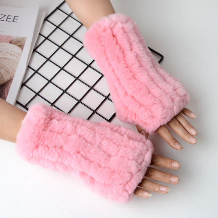 women's warm half finger knitted gloves, view 6 - MRSLM