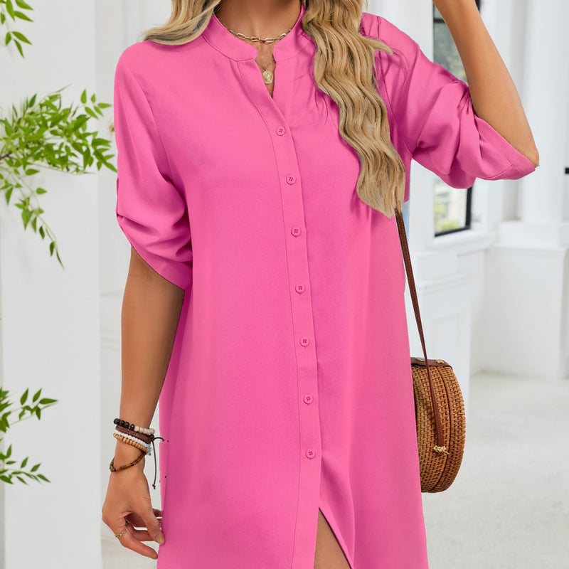 women's v-neck button-down dress - MRSLM