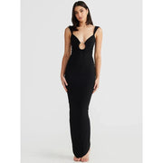 low cut sleeveless maxi dress, view 5 - MRSLM