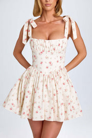 Bow-tied strap backless short dress, view 11 - MRSLM