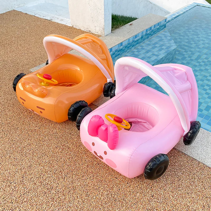 Inflatable car swimming seat ring for kids, view 7 - MRSLM