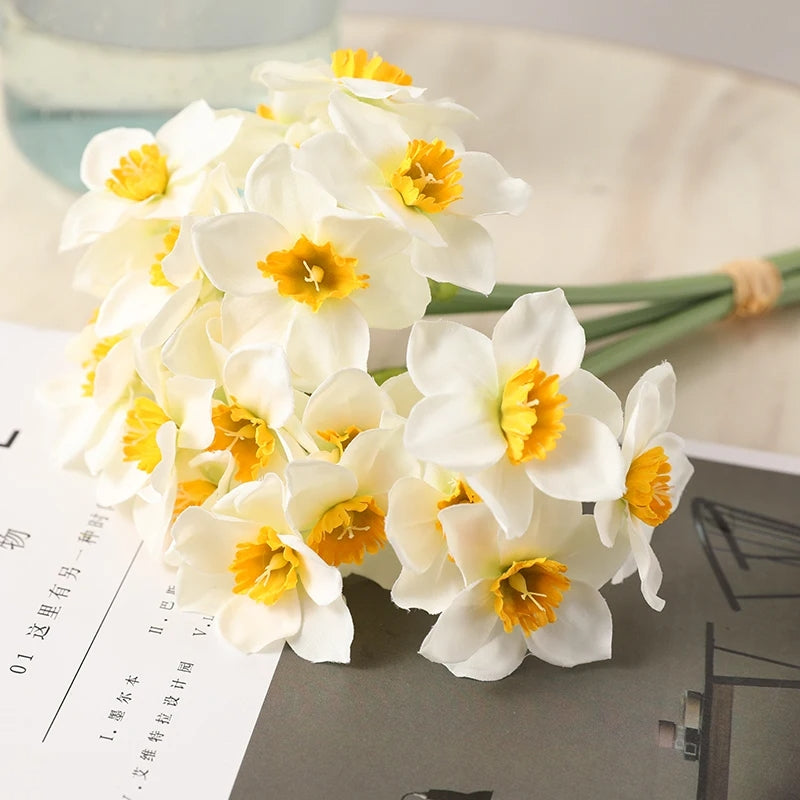 artificial narcissus flower bouquet, view 6 - MRSLM