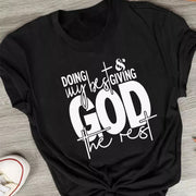 women's black slogan print t-shirt, view 6 - MRSLM