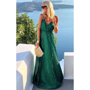 Dark blue sling pleated dress, view 2 - MRSLM