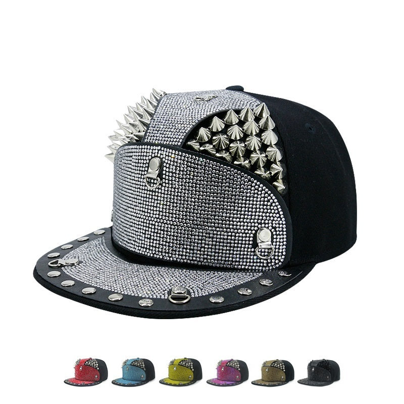 Punk armor rivet flat brim hat, view 8 - MRSLM