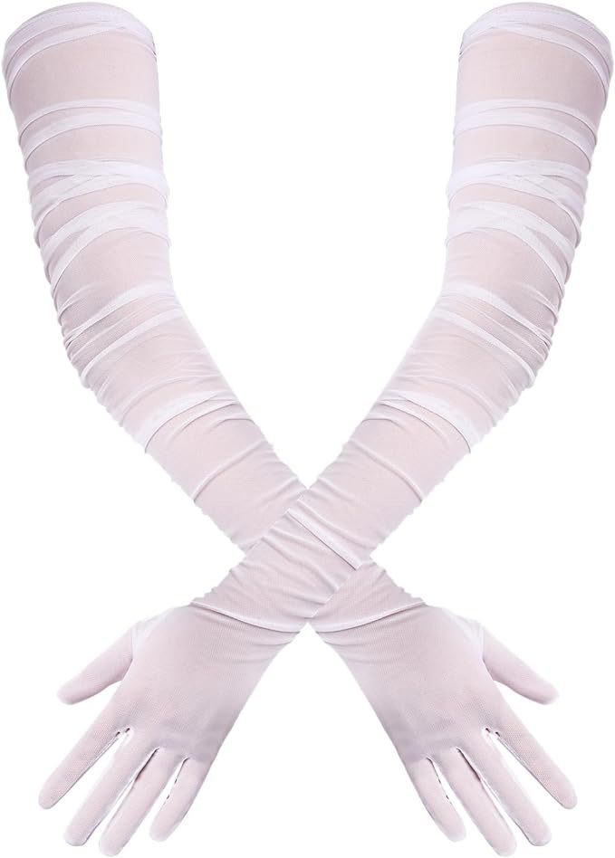 Women's long opera mesh gloves, view 6 - MRSLM