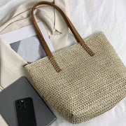 Handmade large woven straw tote bag, view 7 - MRSLM