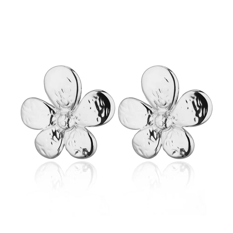 floral stainless steel stud earrings, view 3 - MRSLM