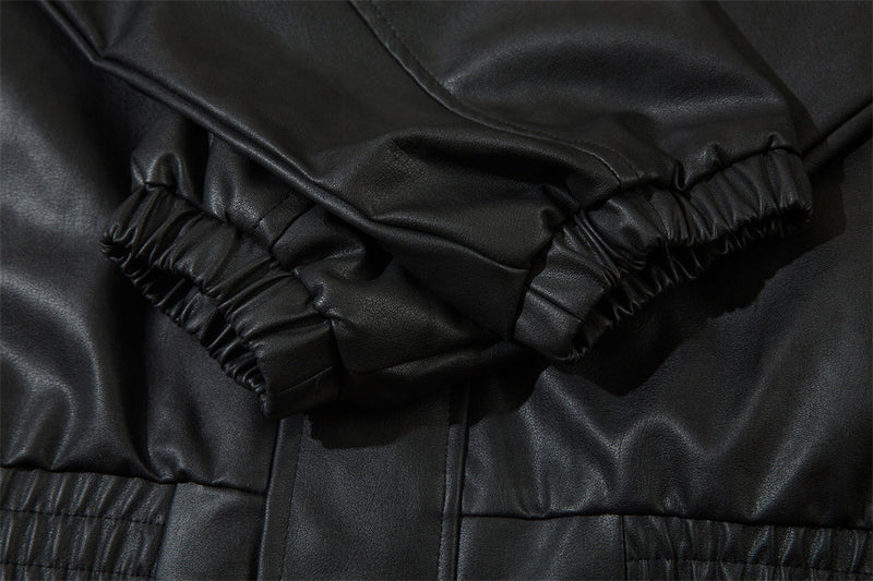 embroidered PU leather jacket, view 10 - MRSLM