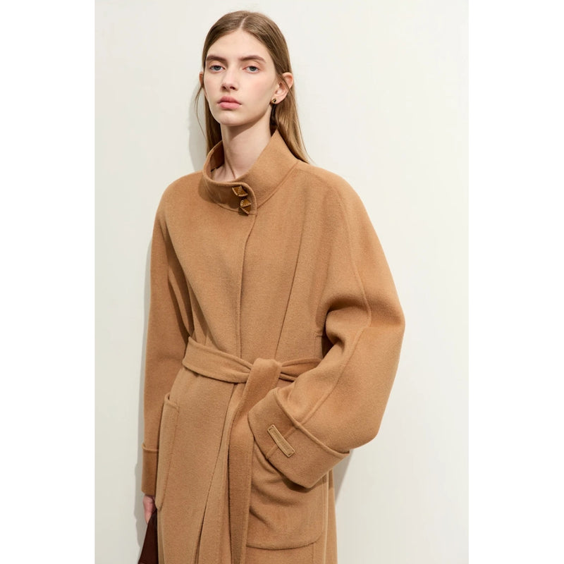 women's long wool coat, view 3 - MRSLM