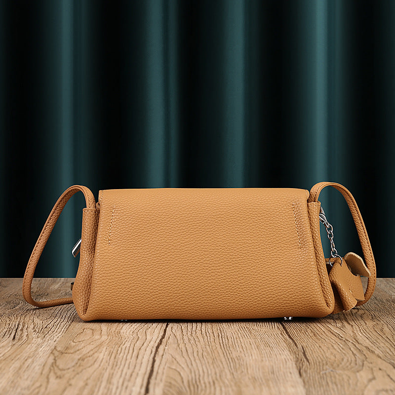 soft cowhide pleated crossbody bag, view 5 - MRSLM