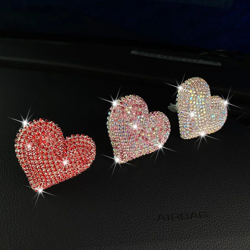 heart-shaped rhinestone car perfume clip, view 6 - MRSLM