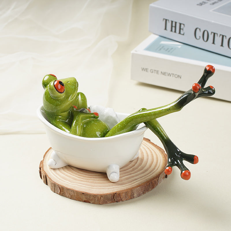 resin toilet frog bathtub figurines, view 4 - MRSLM