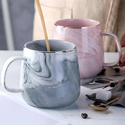 marble pattern ceramic mug with gold rim, view 6 - MRSLM