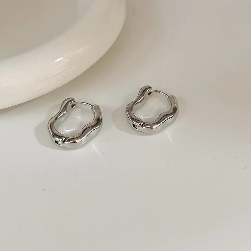 stainless steel geometric hoop earrings, view 8 - MRSLM