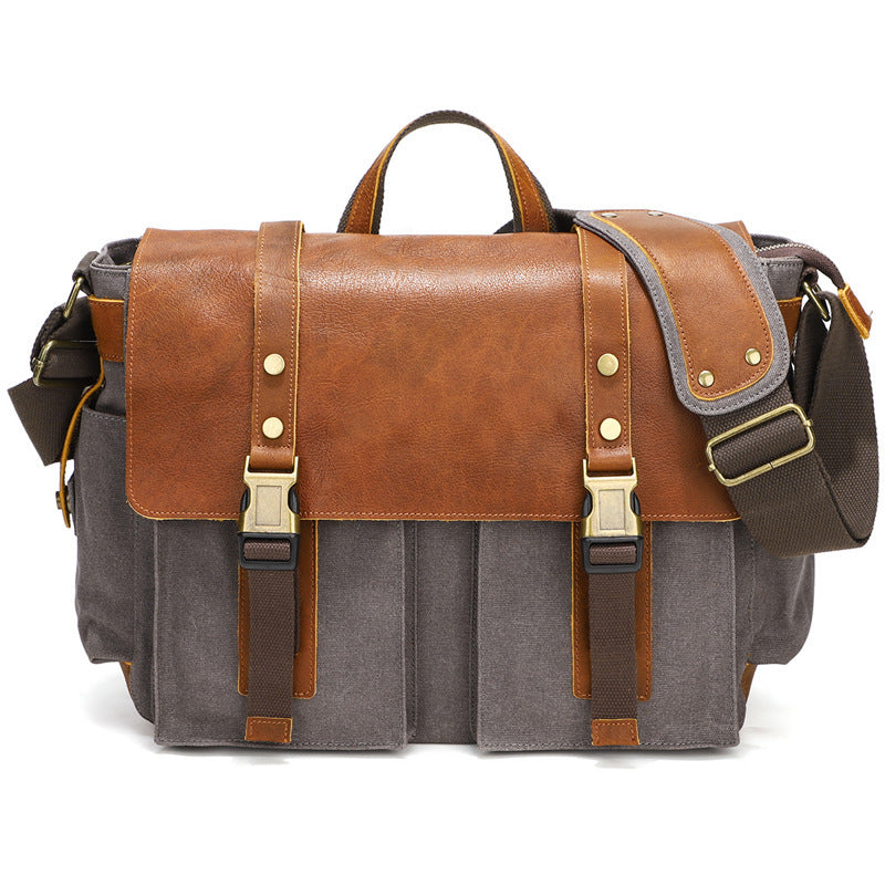 waxed canvas crossbody bag, view 7 - MRSLM