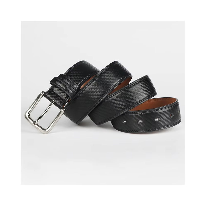 men's leather belt with swivel pin buckle, view 3 - MRSLM