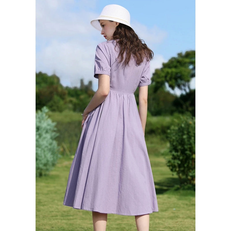 french tea break short-sleeve dress, view 3 - MRSLM