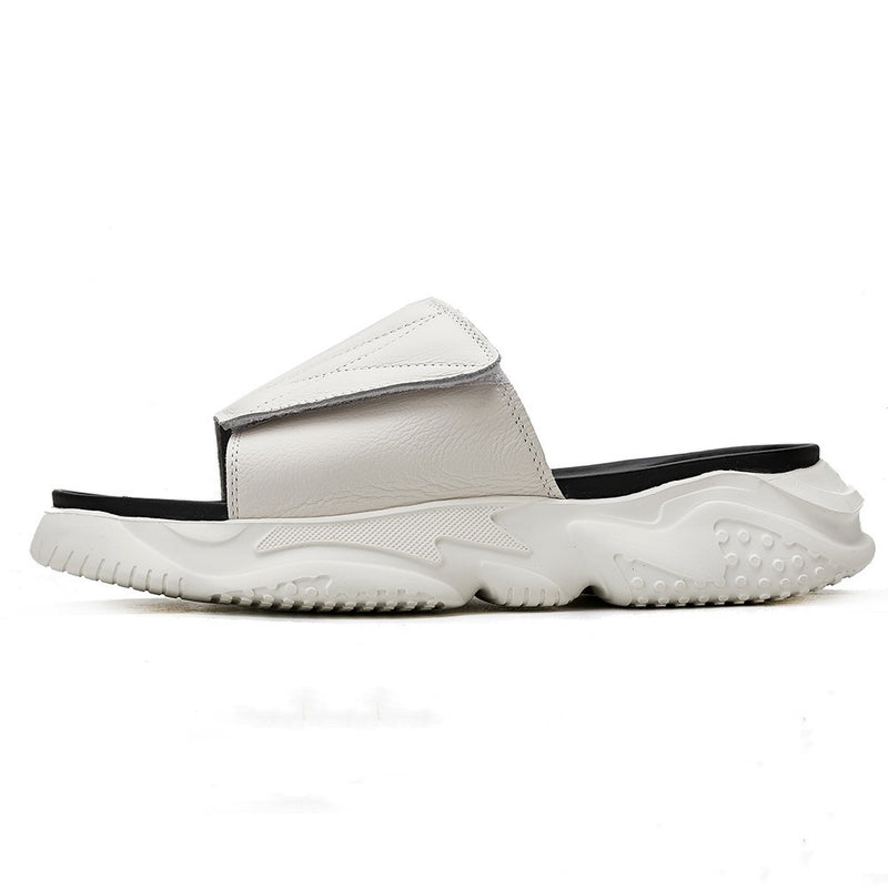 men's leather slide sandals, view 4 - MRSLM