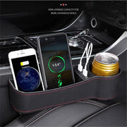 leather car seat gap organizer with dual usb, view 7 - MRSLM