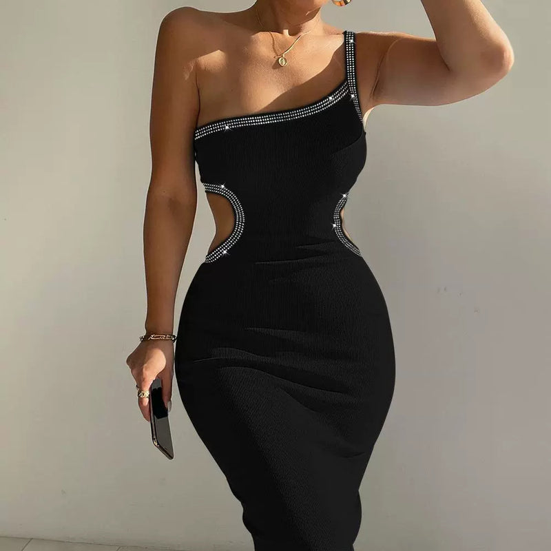 black midriff tight dress, view 2 - MRSLM