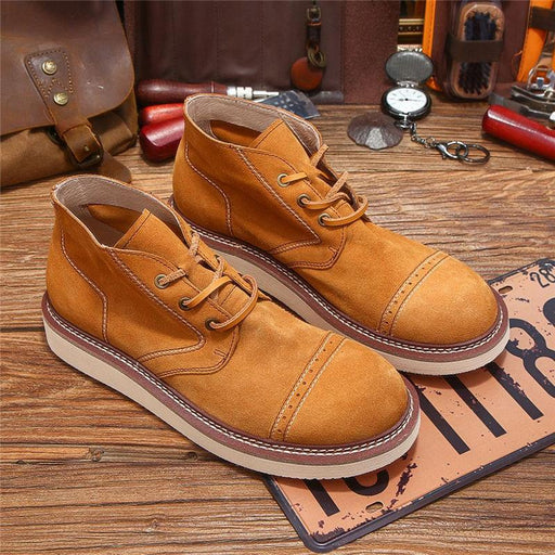 handmade vintage british cow suede ankle boots - MRSLM