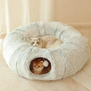 plush cat bed with tunnel, view 5 - MRSLM