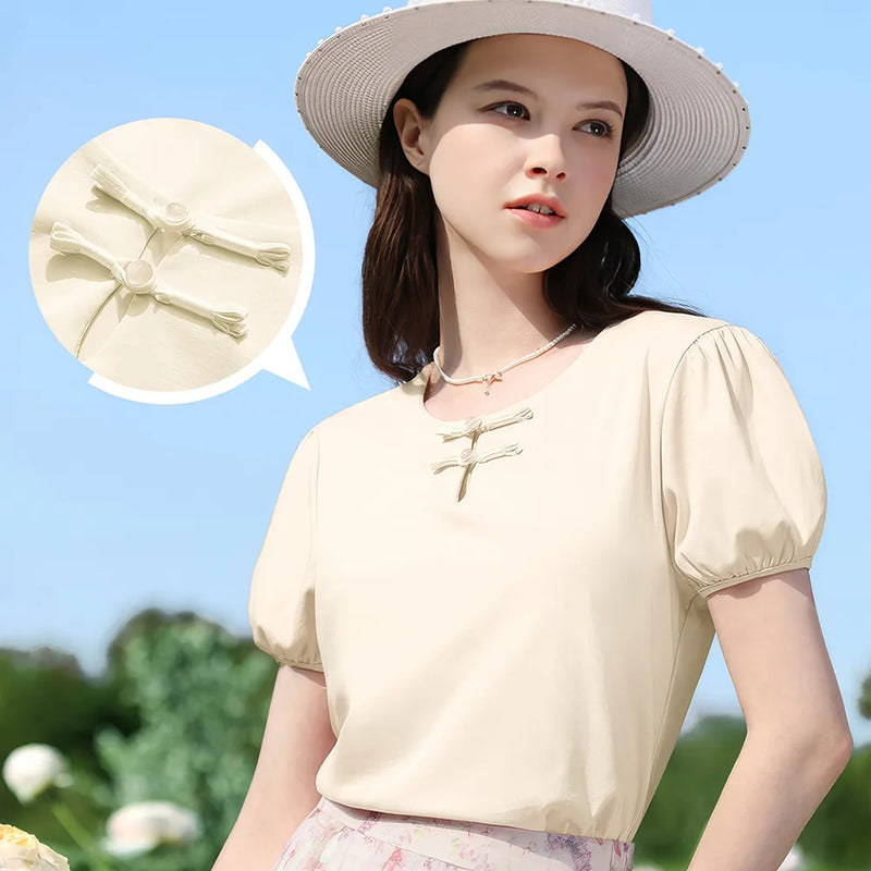 plated puff short-sleeve top, view 5 - MRSLM