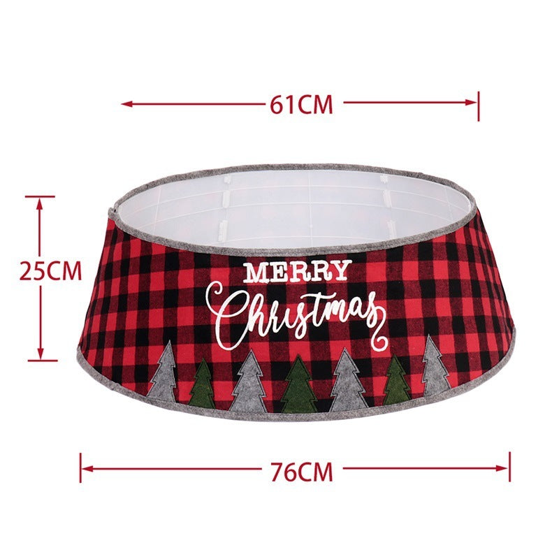 Black red plaid Christmas tree skirt, view 2 - MRSLM