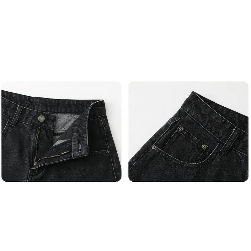 high waist asymmetric hem denim shorts, view 8 - MRSLM