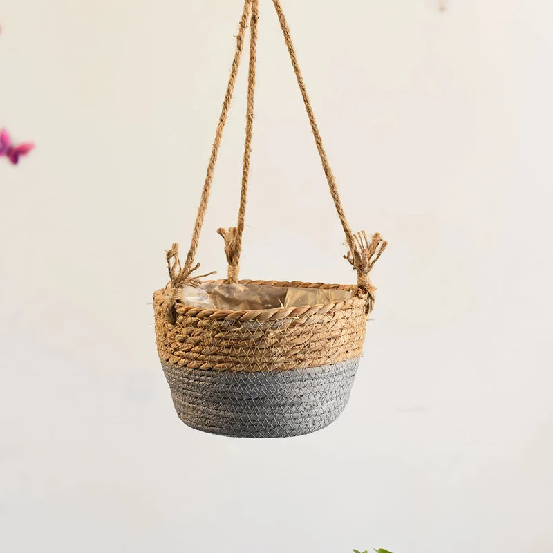 Jute rope hanging planter basket, view 8 - MRSLM