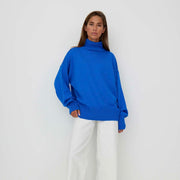 womens oversized turtleneck knitted sweater, view 22 - MRSLM